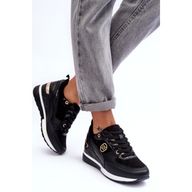 PE1 Deportivas de Mujer con Cordones y Cuña Negro Genova 5