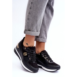 PE1 Deportivas de Mujer con Cordones y Cuña Negro Genova 2