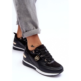 PE1 Deportivas de Mujer con Cordones y Cuña Negro Genova 4
