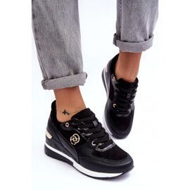 PE1 Deportivas de Mujer con Cordones y Cuña Negro Genova 3