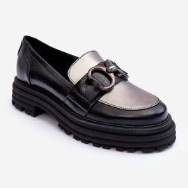 Laura Messi Mocasines Mujer Piel Tacón Plano, Negro Elkiza 1