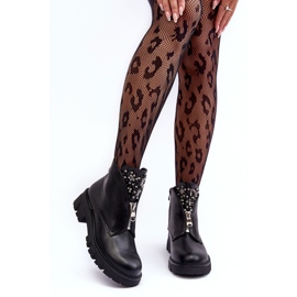 Botines Bajos De Piel Decorados Con Cremallera Negro Escika 6