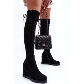 Botas altas Mephal de ante negro con cuña 3