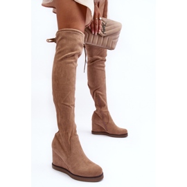 Botas altas Mephal de ante beige con cuña 3