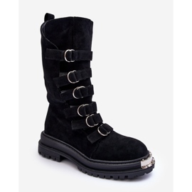 Botines Worker Ante Con Tiras Negro Elnatea 2