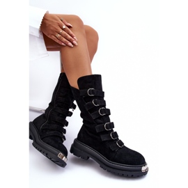 Botines Worker Ante Con Tiras Negro Elnatea 9