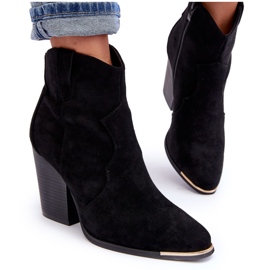 Botas Vaqueras De Ante Con Tacón Alto, Negro Lotoune 8