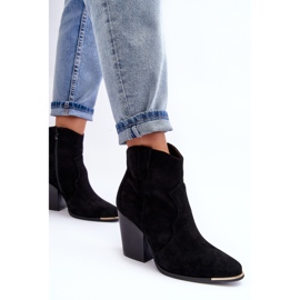 Botas Vaqueras De Ante Con Tacón Alto, Negro Lotoune 5