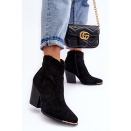 Botas Vaqueras De Ante Con Tacón Alto, Negro Lotoune 3