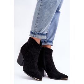 Botas Vaqueras De Ante Con Tacón Alto, Negro Lotoune 2