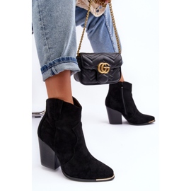 Botas Vaqueras De Ante Con Tacón Alto, Negro Lotoune 6