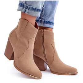 Botas cowboy de piel beige con tacones altos Lotoune 7