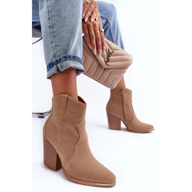 Botas cowboy de piel beige con tacones altos Lotoune 6