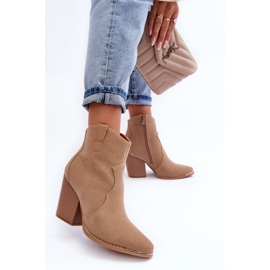 Botas cowboy de piel beige con tacones altos Lotoune 3