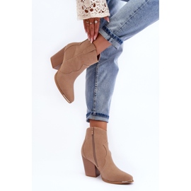 Botas cowboy de piel beige con tacones altos Lotoune 2
