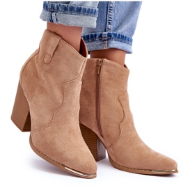 Botas Cowboy de ante beige con tacones altos Lotoune 8