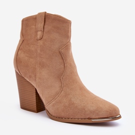 Botas Cowboy de ante beige con tacones altos Lotoune 1 Botas Cowboy de ante beige con tacones altos Lotoune 1