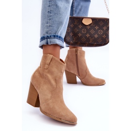 Botas Cowboy de ante beige con tacones altos Lotoune 3
