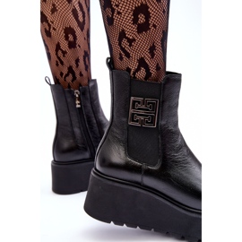 Botines de piel para mujer con plataforma enorme negro Lemar Savira 5
