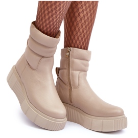 Botines de Mujer de Piel con Plataforma Beige Claro Lemar Suam 8