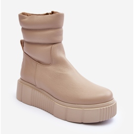 Botines de Mujer de Piel con Plataforma Beige Claro Lemar Suam 1 Botines de Mujer de Piel con Plataforma Beige Claro Lemar Suam 1