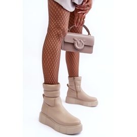 Botines de Mujer de Piel con Plataforma Beige Claro Lemar Suam 5