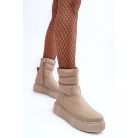 Botines de Mujer de Piel con Plataforma Beige Claro Lemar Suam 6