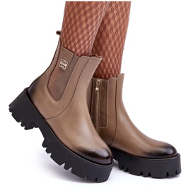 Botas Chelsea de piel con plataforma maciza, beige Lemar Lisencca 8