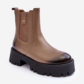 Botas Chelsea de piel con plataforma maciza, beige Lemar Lisencca 1