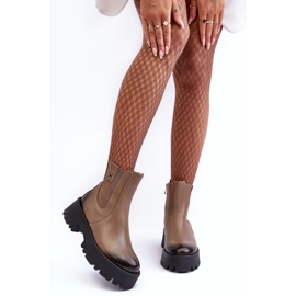 Botas Chelsea de piel con plataforma maciza, beige Lemar Lisencca 2