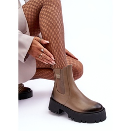 Botas Chelsea de piel con plataforma maciza, beige Lemar Lisencca 6