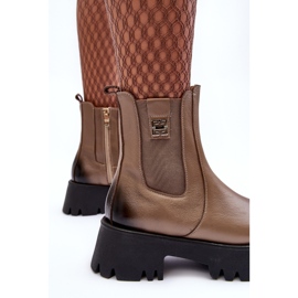 Botas Chelsea de piel con plataforma maciza, beige Lemar Lisencca 5