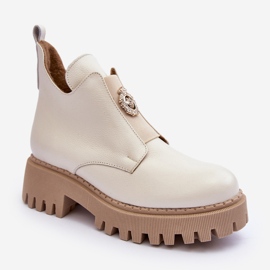 Botines Mujer Piel Con Adorno Beige Claro Lemar Lusanna 1