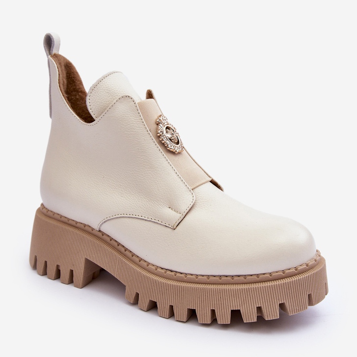 Botines Mujer Piel Con Adorno Beige Claro Lemar Lusanna 1