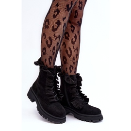 Botas de trabajo de ante con aislamiento y tacón plano, góndola negra negro 4