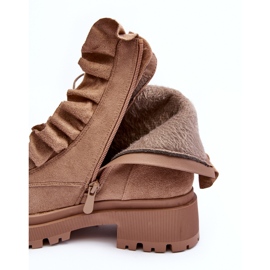 Botines de ante con aislamiento y tacón plano, góndola beige 1