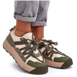 PS1 Deportivas Mujer Ante con Plataforma Beige y Verde Rohan 7