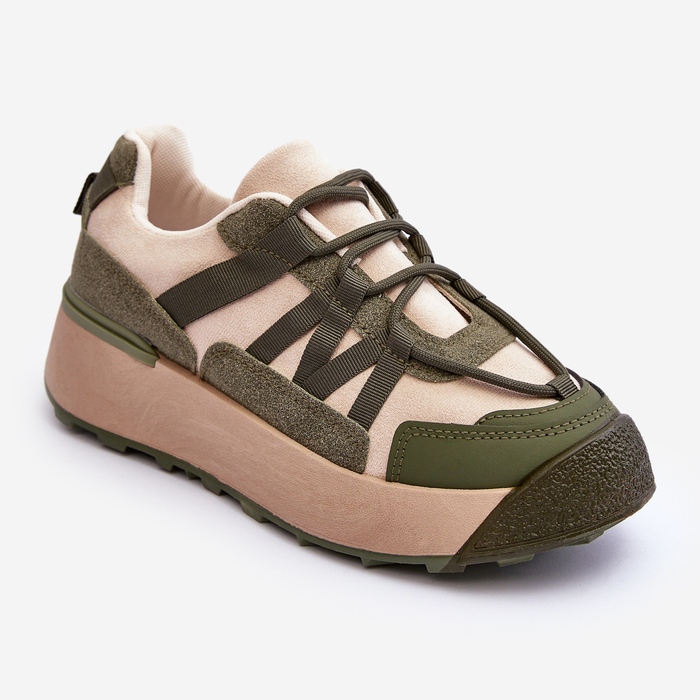 PS1 Deportivas Mujer Ante con Plataforma Beige y Verde Rohan 1