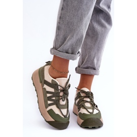 PS1 Deportivas Mujer Ante con Plataforma Beige y Verde Rohan 2
