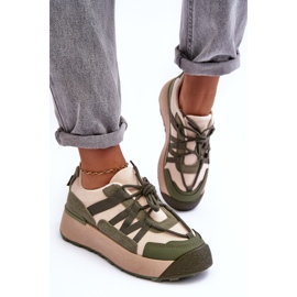 PS1 Deportivas Mujer Ante con Plataforma Beige y Verde Rohan 5