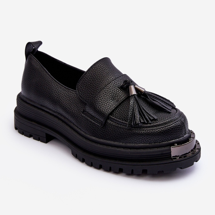 PS1 Mocasines de piel con plataforma y tacón plano, Negro Jorne 1 PS1 Mocasines de piel con plataforma y tacón plano, Negro Jorne 1