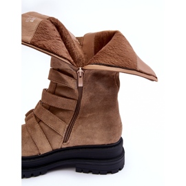 Botines Worker De Ante Con Tiras Beige Elnatea 2