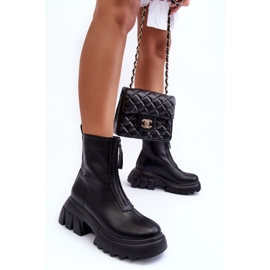 Botines Kusma negros sobre plataforma maciza con cremallera 4