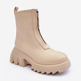 Botines Kusma beige sobre plataforma maciza con cremallera 1 Botines Kusma beige sobre plataforma maciza con cremallera 1