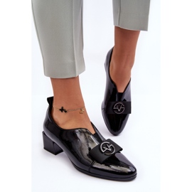 Vinceza Zapatos de tacón lacados con decoración negro Elosa 5