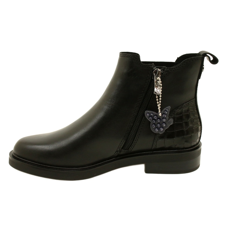 Botas de cuero de cuero para mujeres Caprice 9-25479-41 019 Negro 1