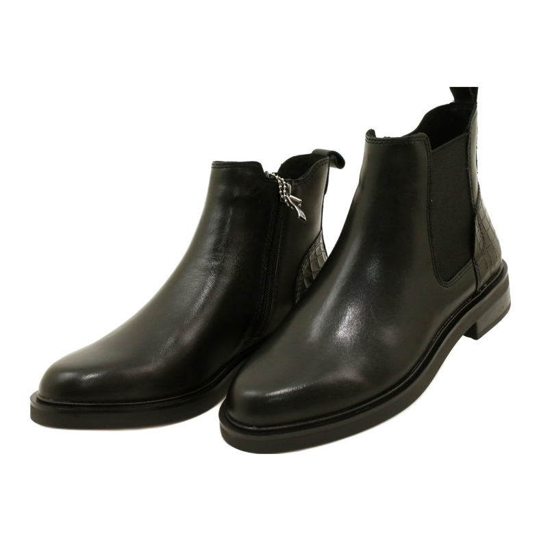 Botas de cuero de cuero para mujeres Caprice 9-25479-41 019 Negro 2