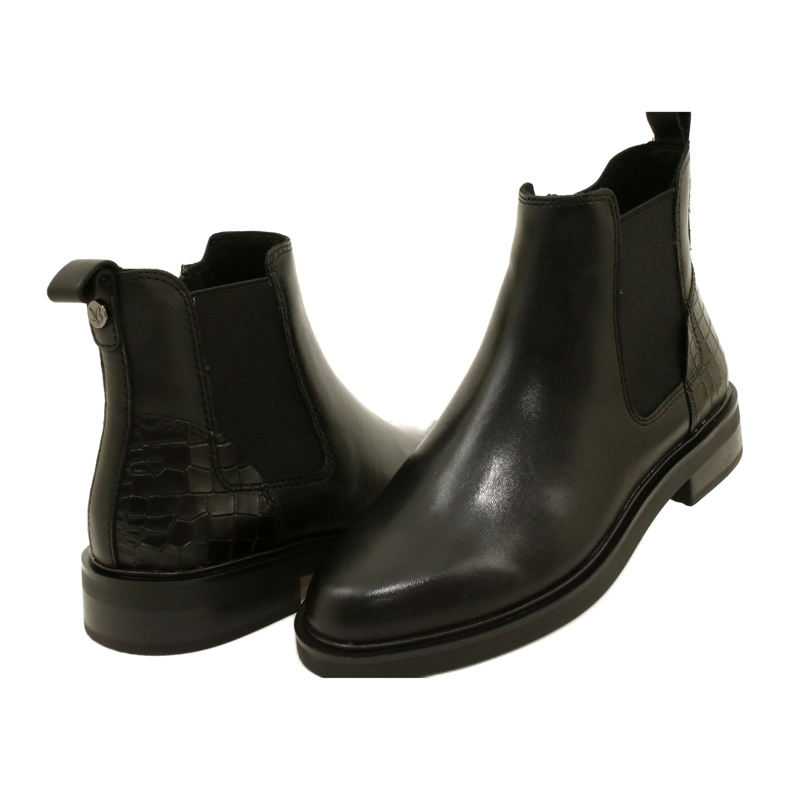 Botas de cuero de cuero para mujeres Caprice 9-25479-41 019 Negro 3