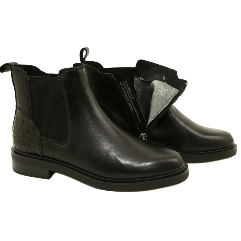 Botas de cuero de cuero para mujeres Caprice 9-25479-41 019 Negro 5