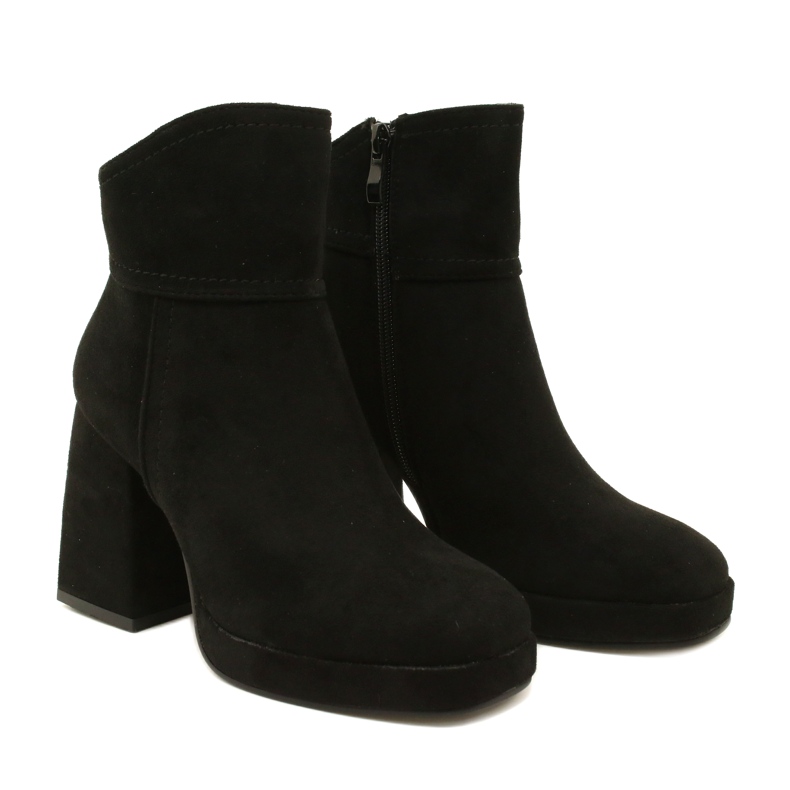 M.Daszyński Botas para mujeres, piel de gamuza aislada con negro 5